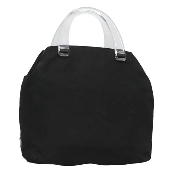 PRADA Hand Bag Nylon Plastic Black Silver Auth 129008 - Picture 1 of 14